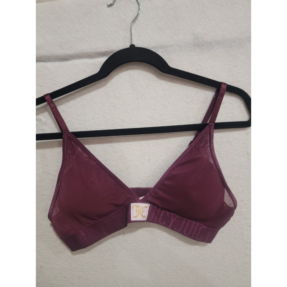 Juicy Couture Intimates Burgundy Mesh Triangle Bralette Size Large
